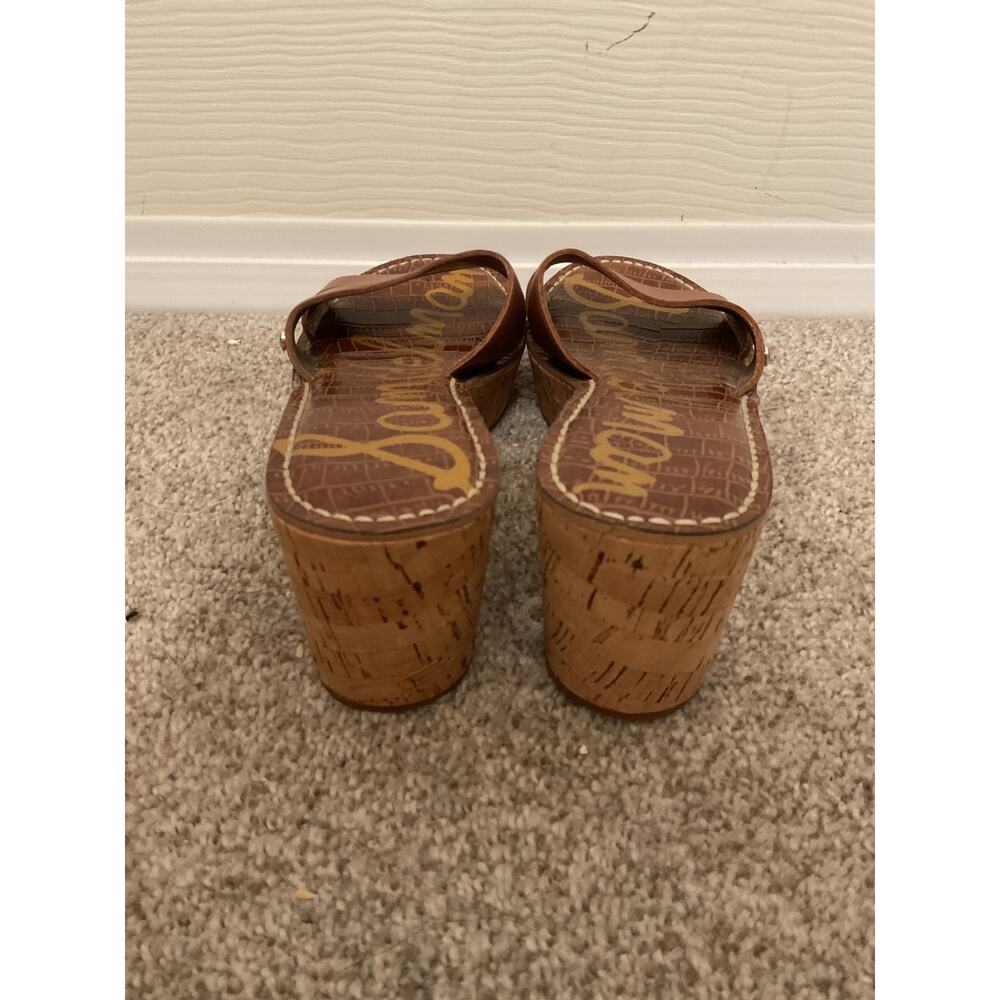 Sam Edelman Reid Brown Leather Wedge Sandals, sz 8.5 - Picture 5 of 7